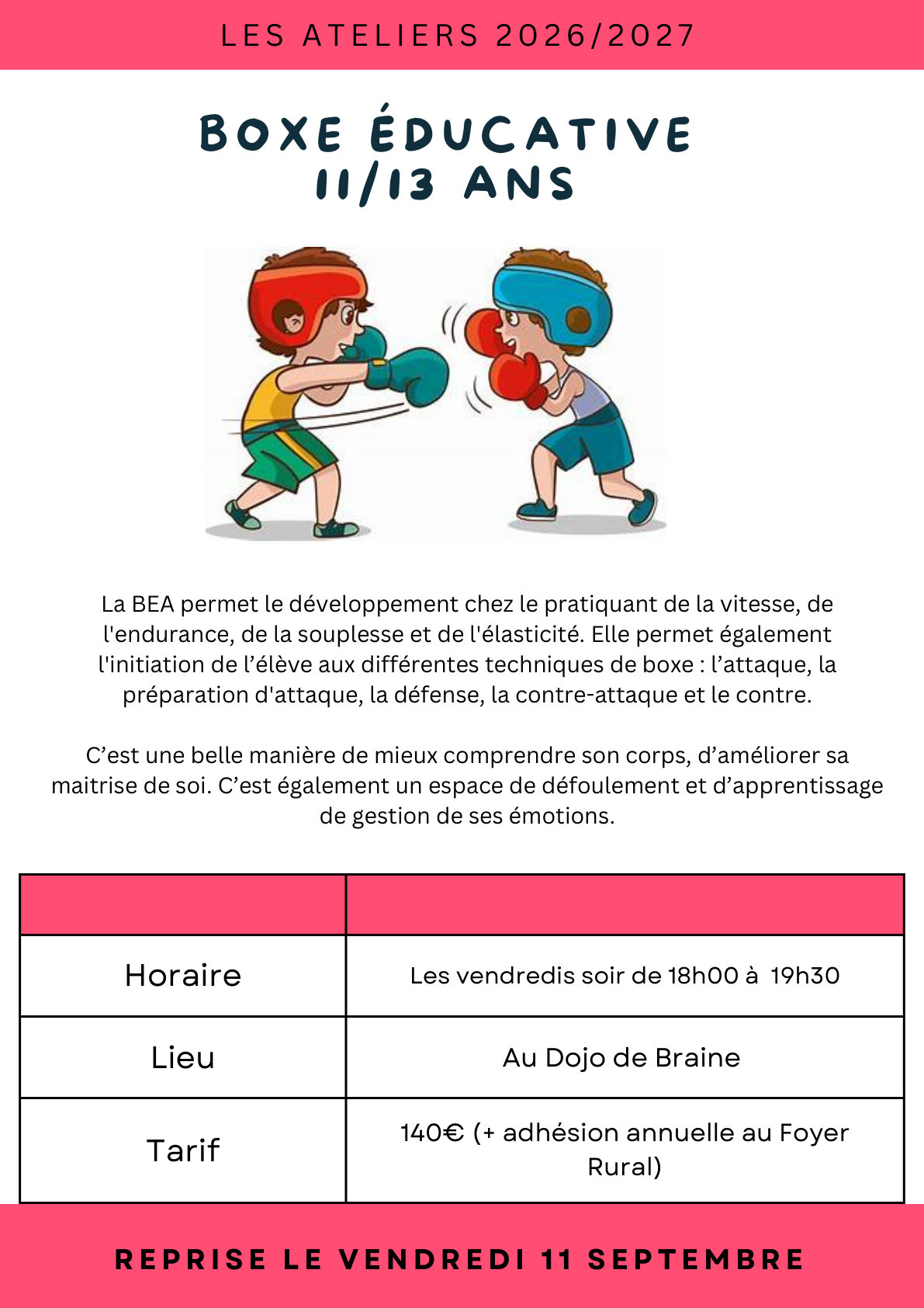 Boxe éducative 11/13 ans — Foyer Rural de Braine
